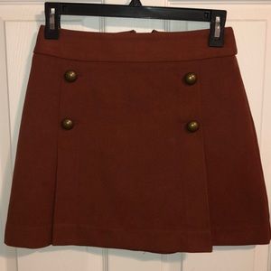 Express skirt - rust colored skirt w/ gold buttons